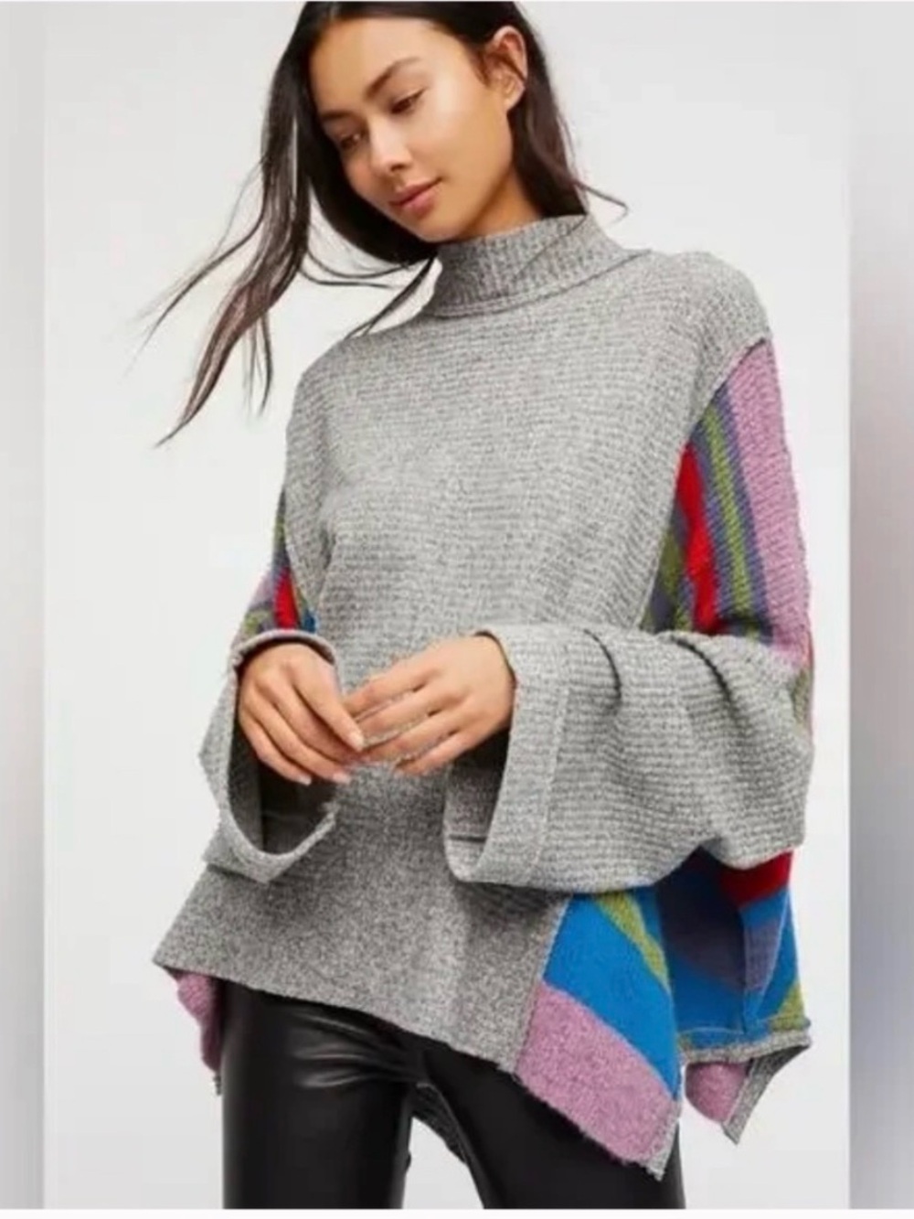 We the free Susie Sweater with Colorblock Sleeves